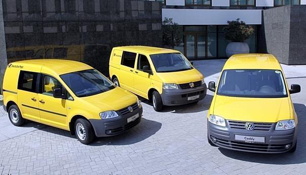 Bis Oktober 2009 liefert Volkswagen 1800 VW Caddy und 600 VW T5 an die Deutsche Post DHL. Foto: Auto-Reporter/Volkswagen